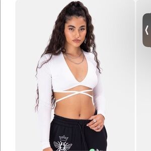 Adika White Crisscross Crop Top